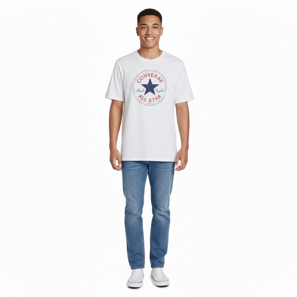 Converse Mens Chuck Taylor All Star Logo Tshirt XL White Short Sleeve Cotton
